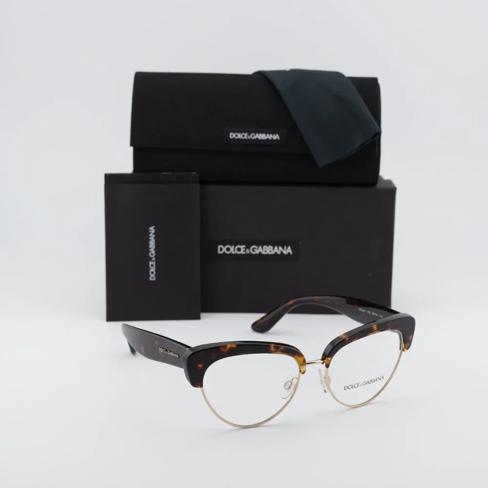 Dolce & Gabbana DG3247 502 Cat Eye Eyeglasses - Havana/Gold 53mm